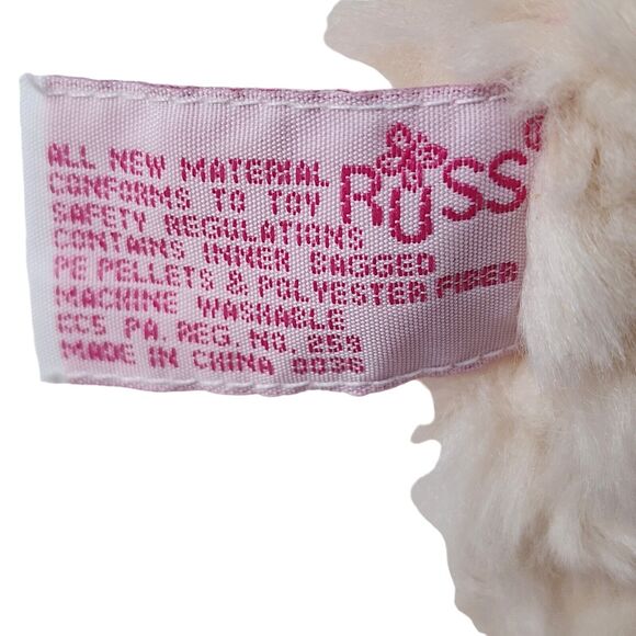 Russ Berrie Pascale Baby Lamb Plush 7" Stuffed Animal Pink Bow Tag Attached - Picture 7 of 10